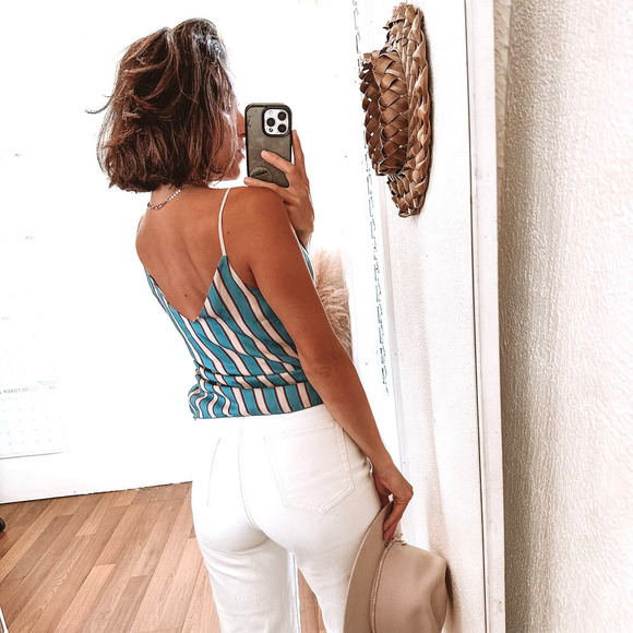 Le Superbe by Revolve Club Camisole Stripe Tank Teal & Pink - Picture 4 of 12